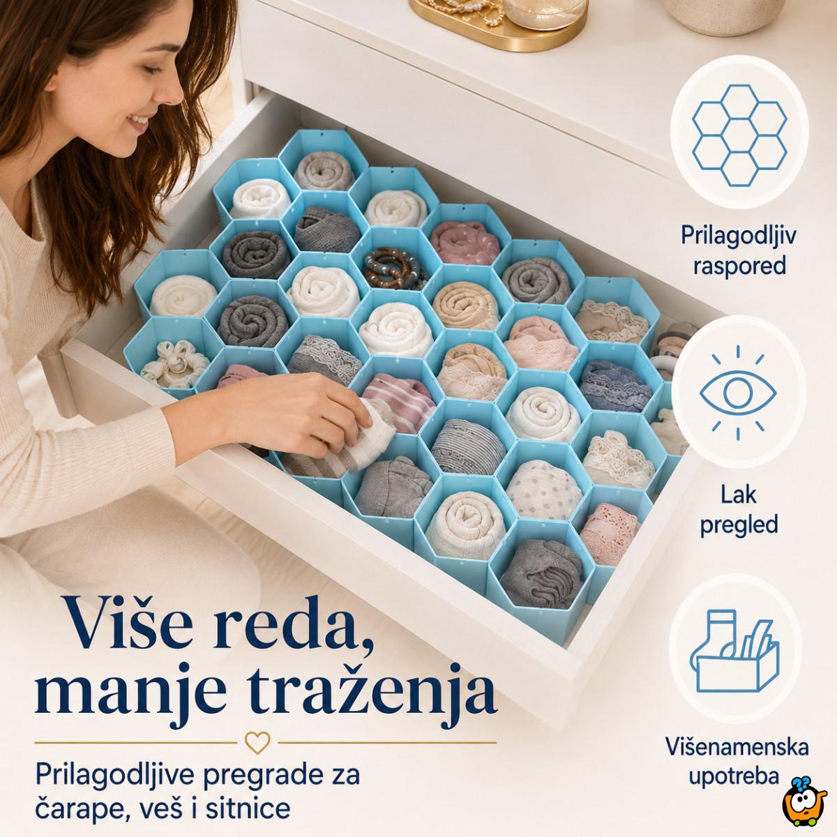 Organizer za fioke u obliku saća – za čarape, veš i sitnice