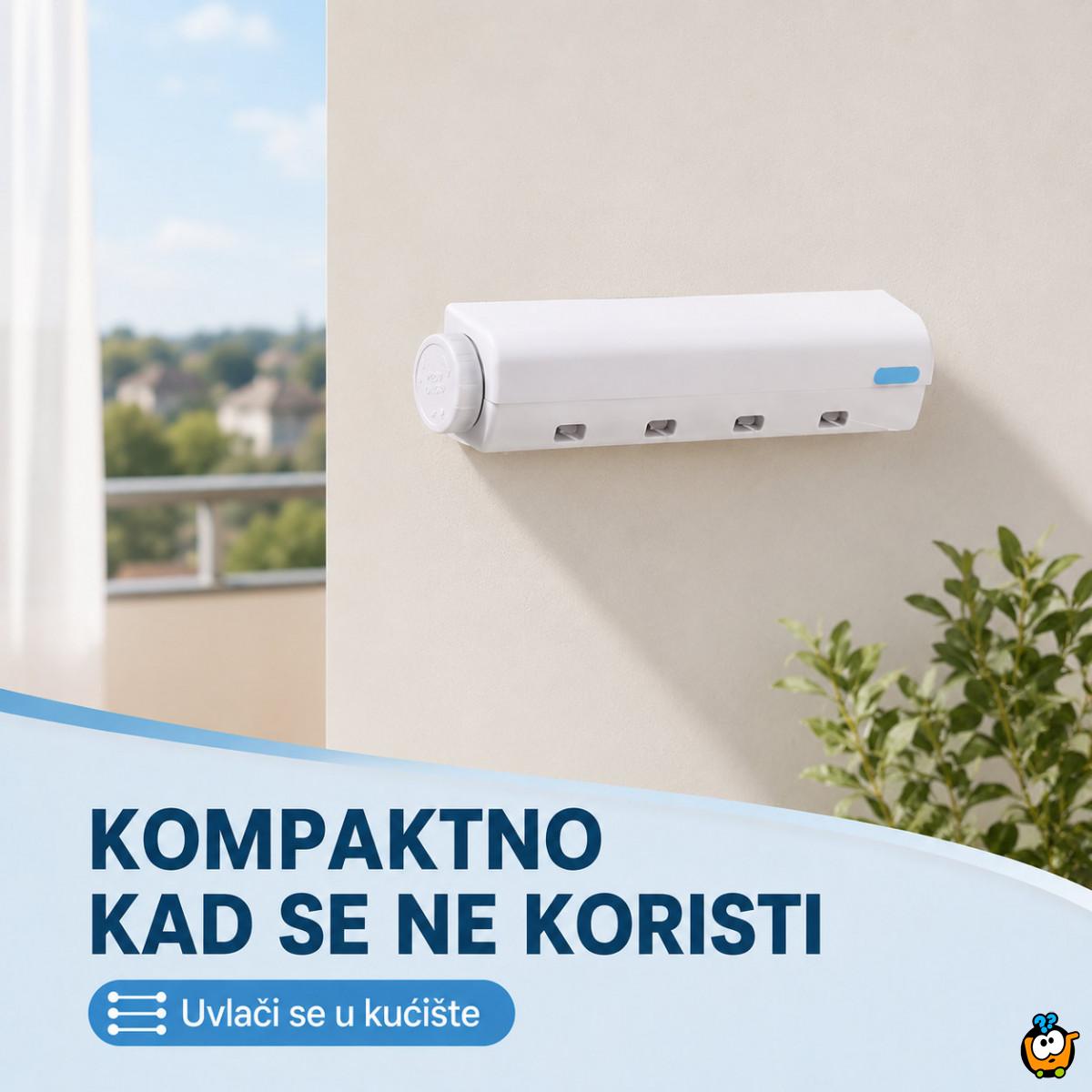 Držač sa 4 podesive žice za sušenje veša – zidna sušilica koja štedi prostor