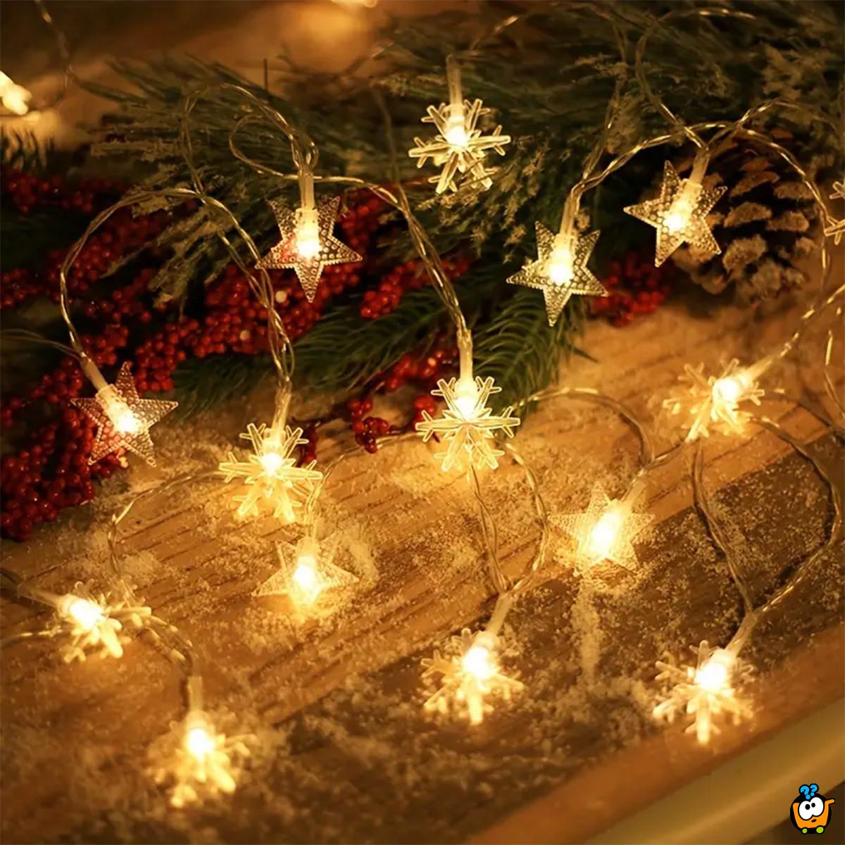 Winter Star - Niz lampica zvezdica i snežnih pahulja 3m