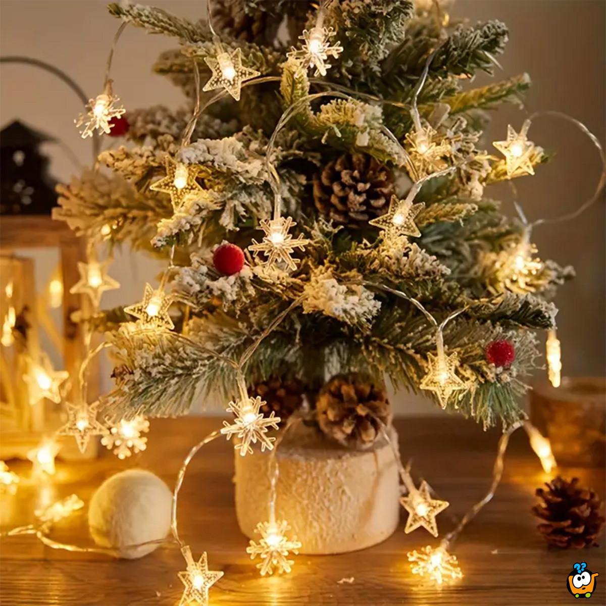 Winter Star - Niz lampica zvezdica i snežnih pahulja 3m