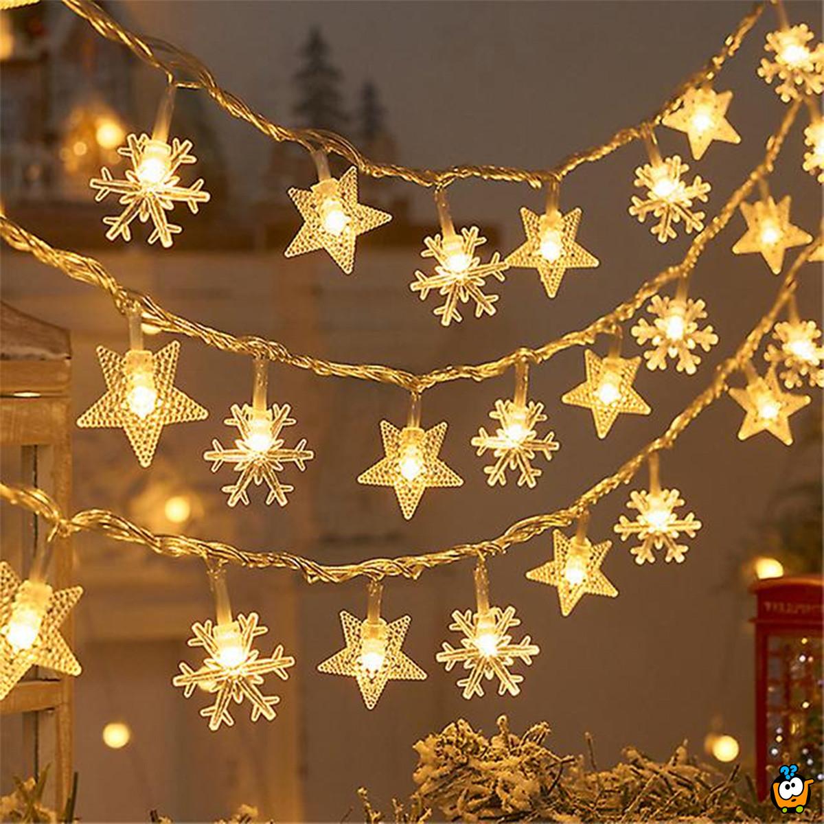 Winter Star - Niz lampica zvezdica i snežnih pahulja 3m
