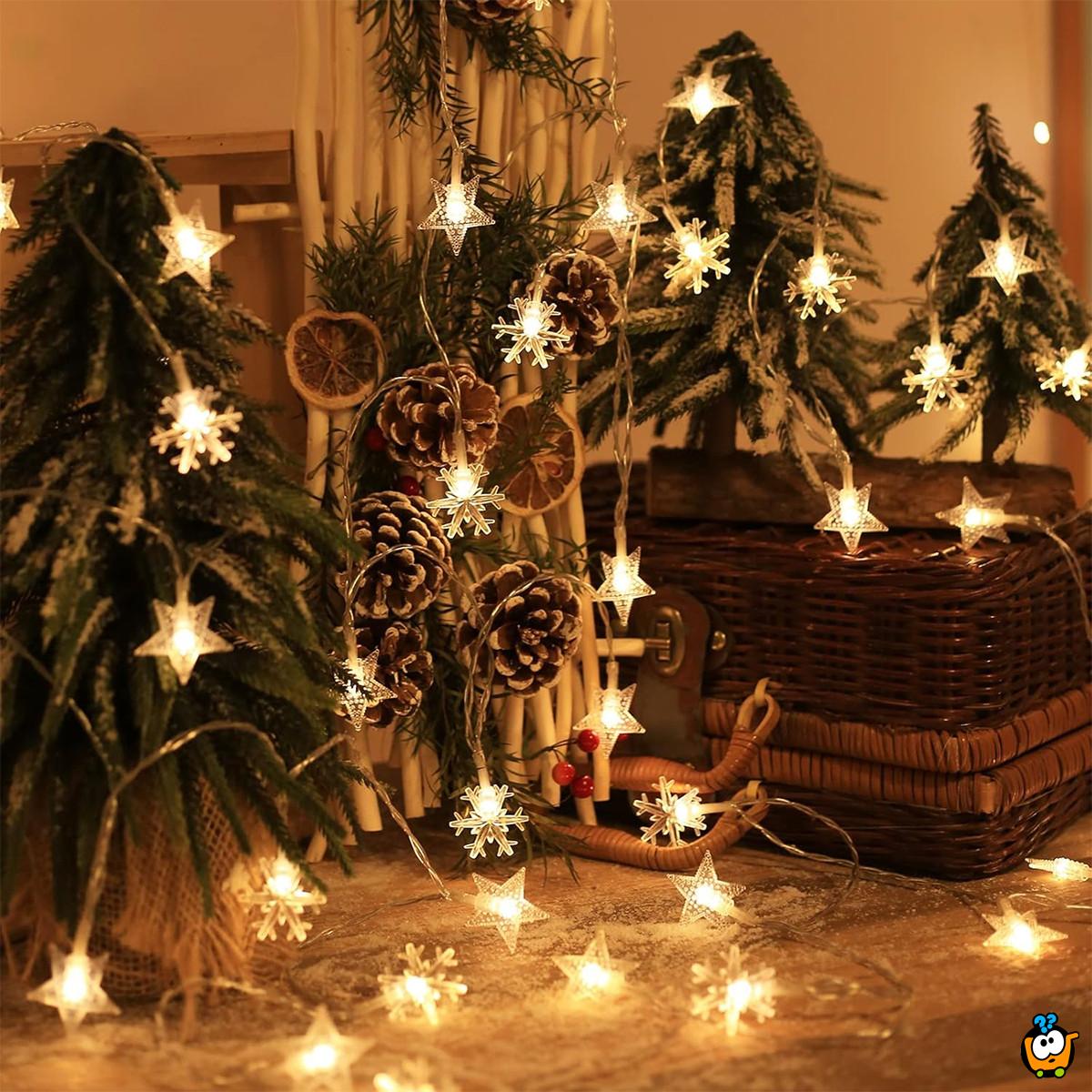 Winter Star - Niz lampica zvezdica i snežnih pahulja 3m
