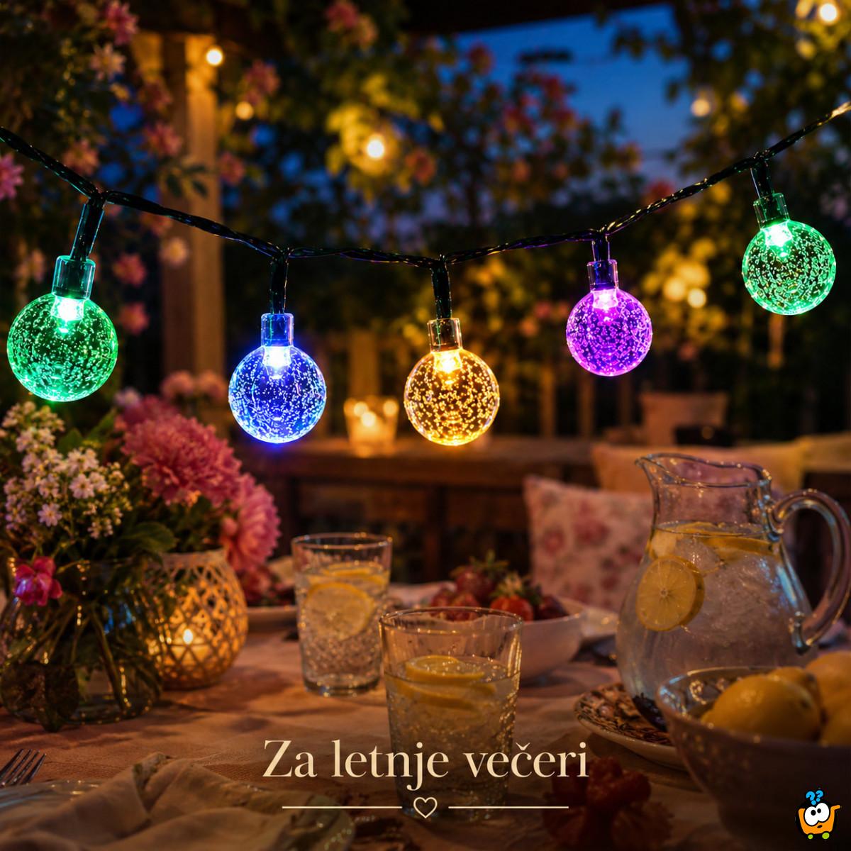 Šarene LED kuglice 3m na baterije – dekorativne lampice za terasu, balkon i baštu