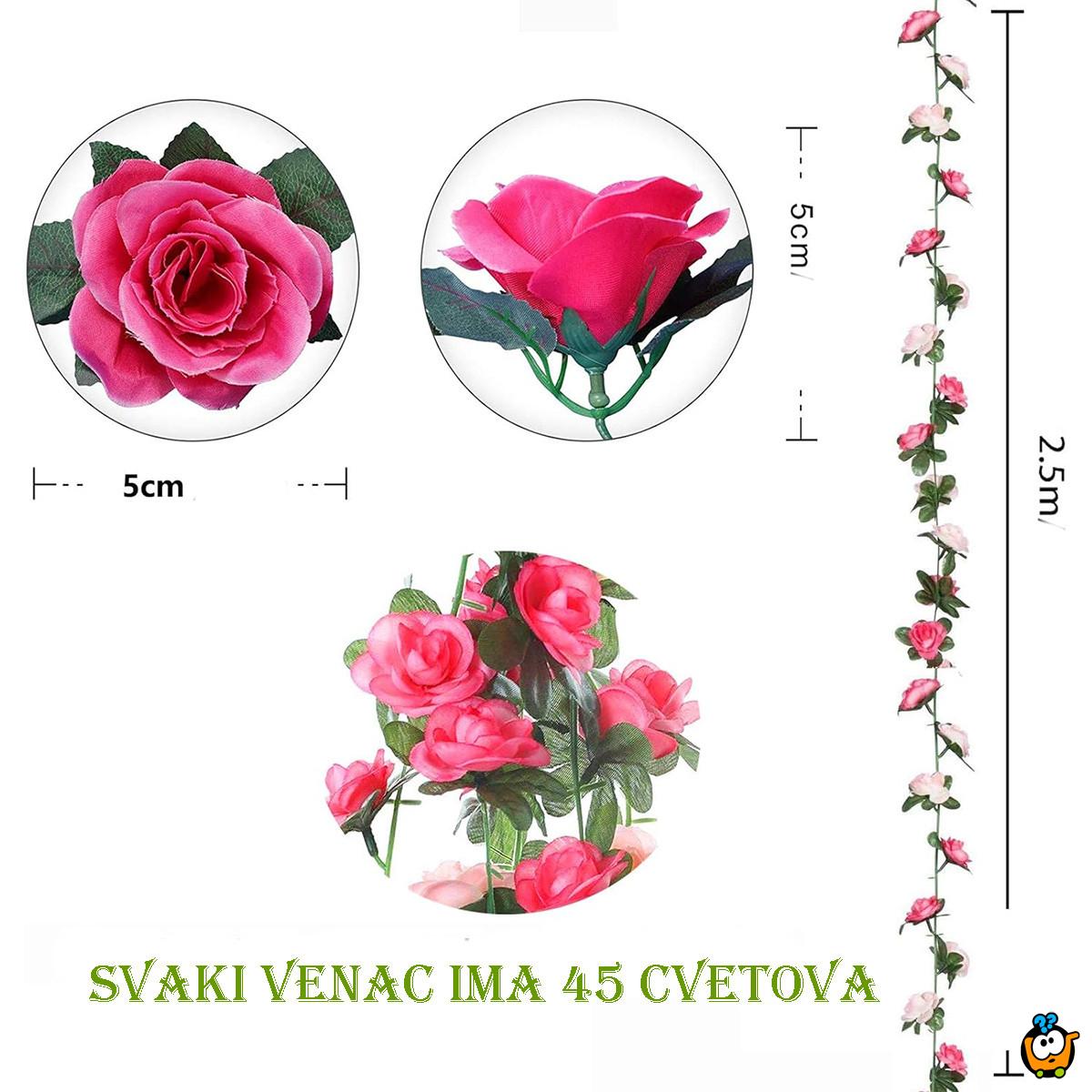 Yellow Rose Vine - venac veštačkih ruža u roze i žutim nijansama sa zelenilom