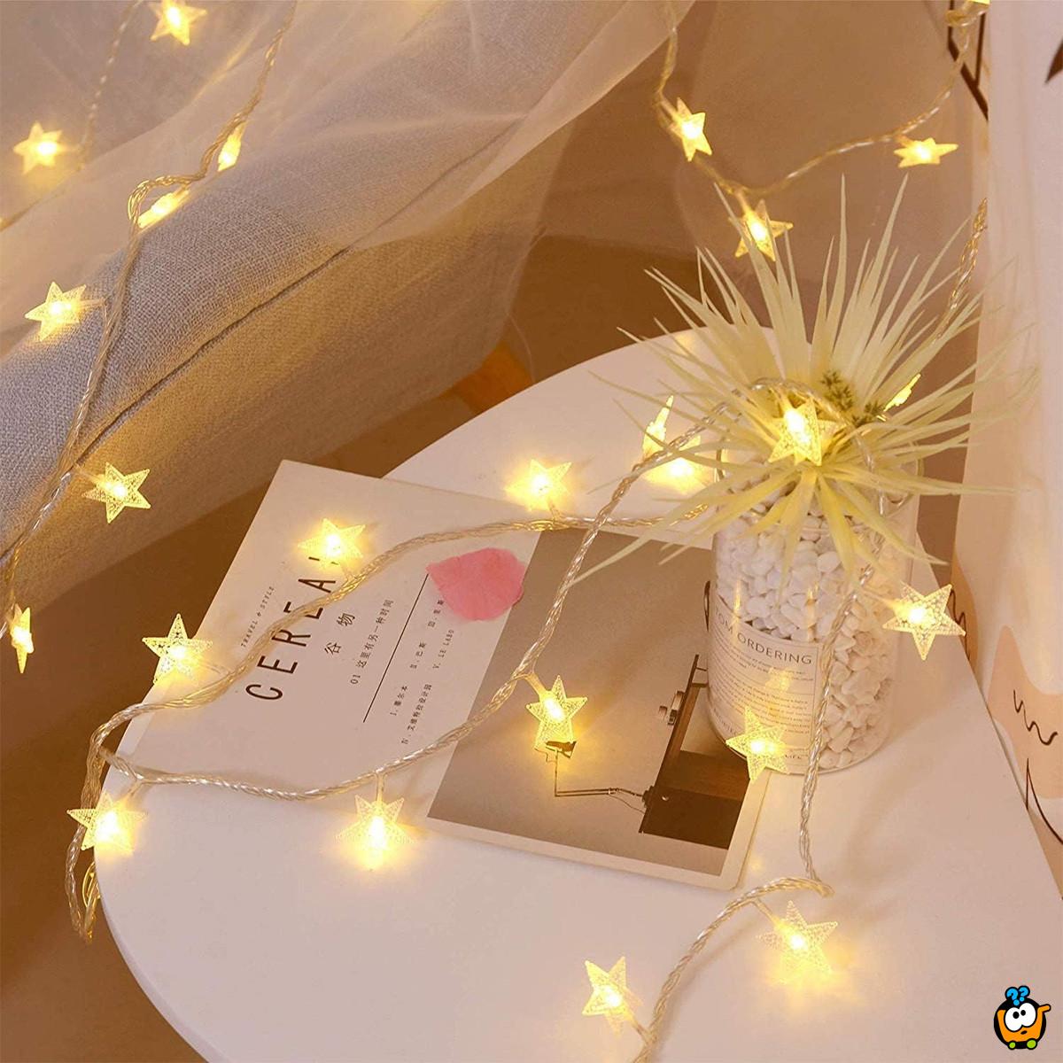 Warm white star light – praznične lampice zvezdice toplo bele 3m