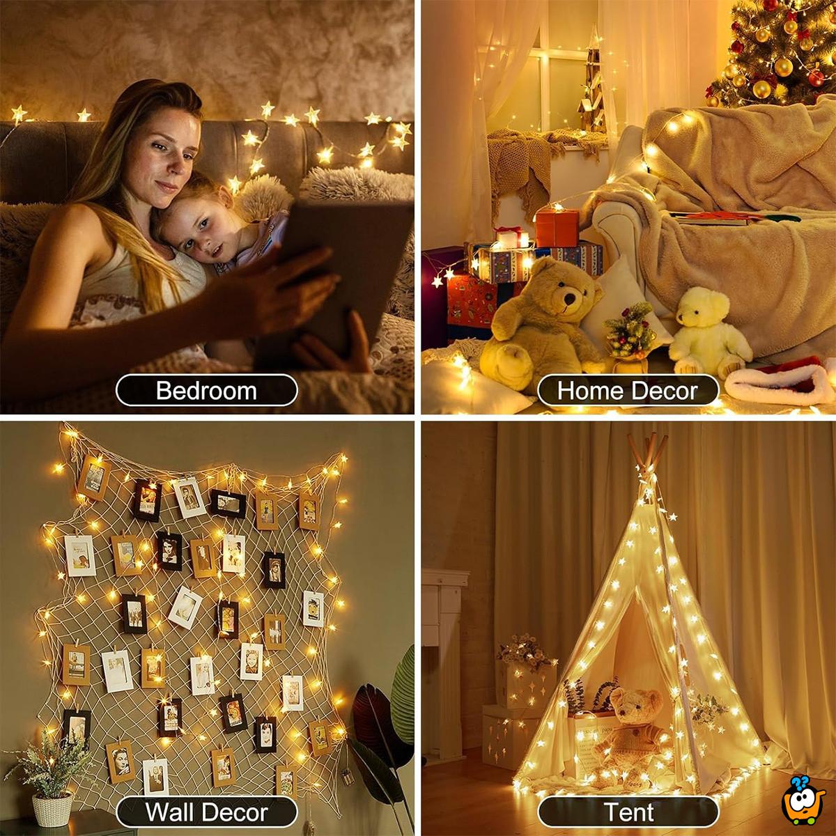 Warm white star light – praznične lampice zvezdice toplo bele 3m