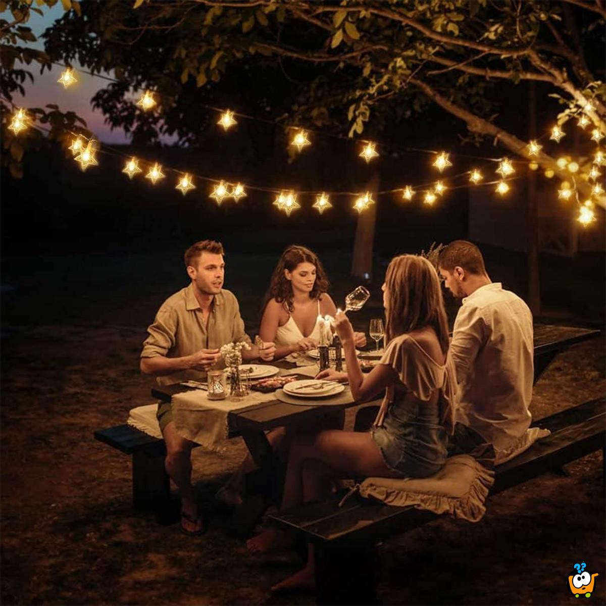 Warm white star light – praznične lampice zvezdice toplo bele 3m