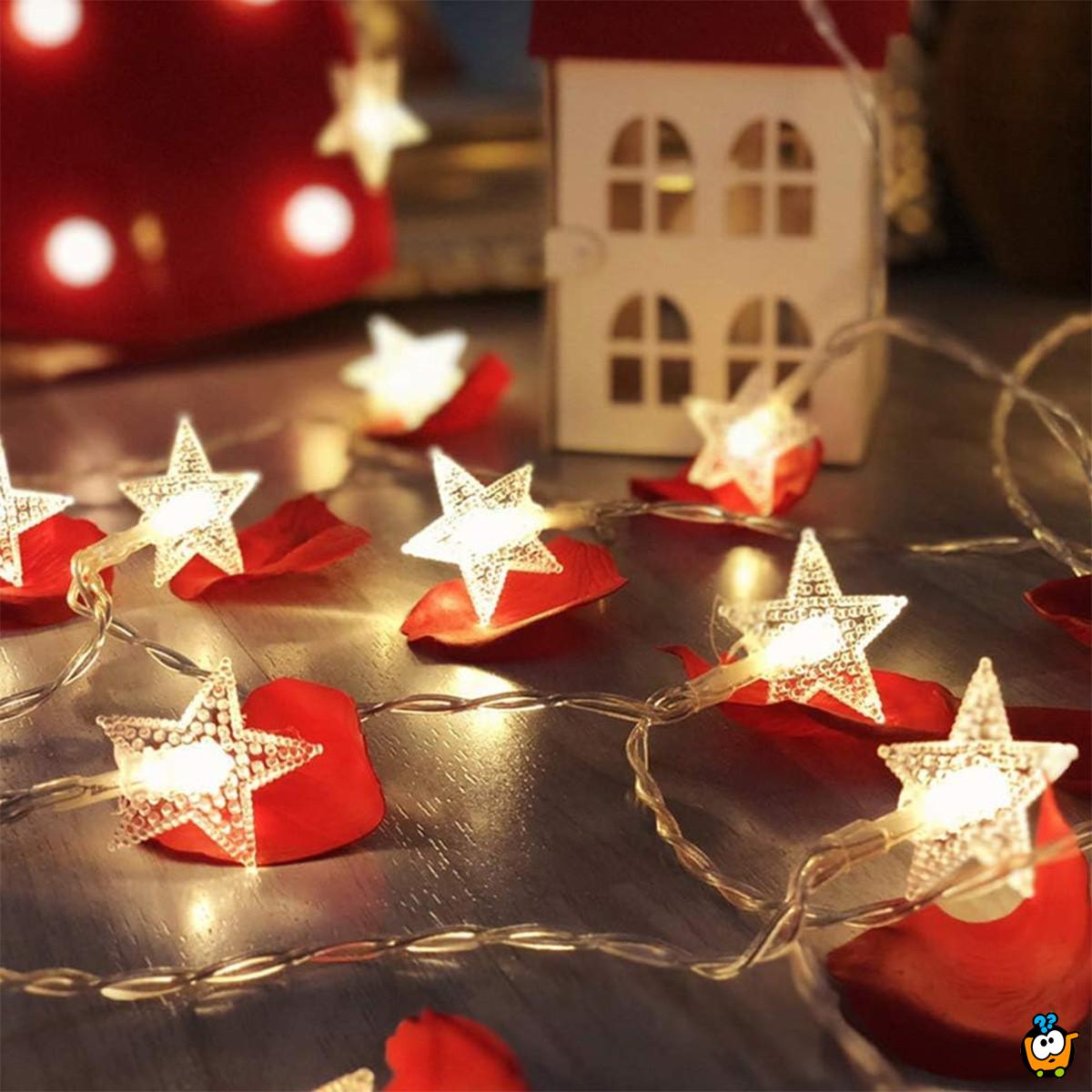 Warm white star light – praznične lampice zvezdice toplo bele 3m