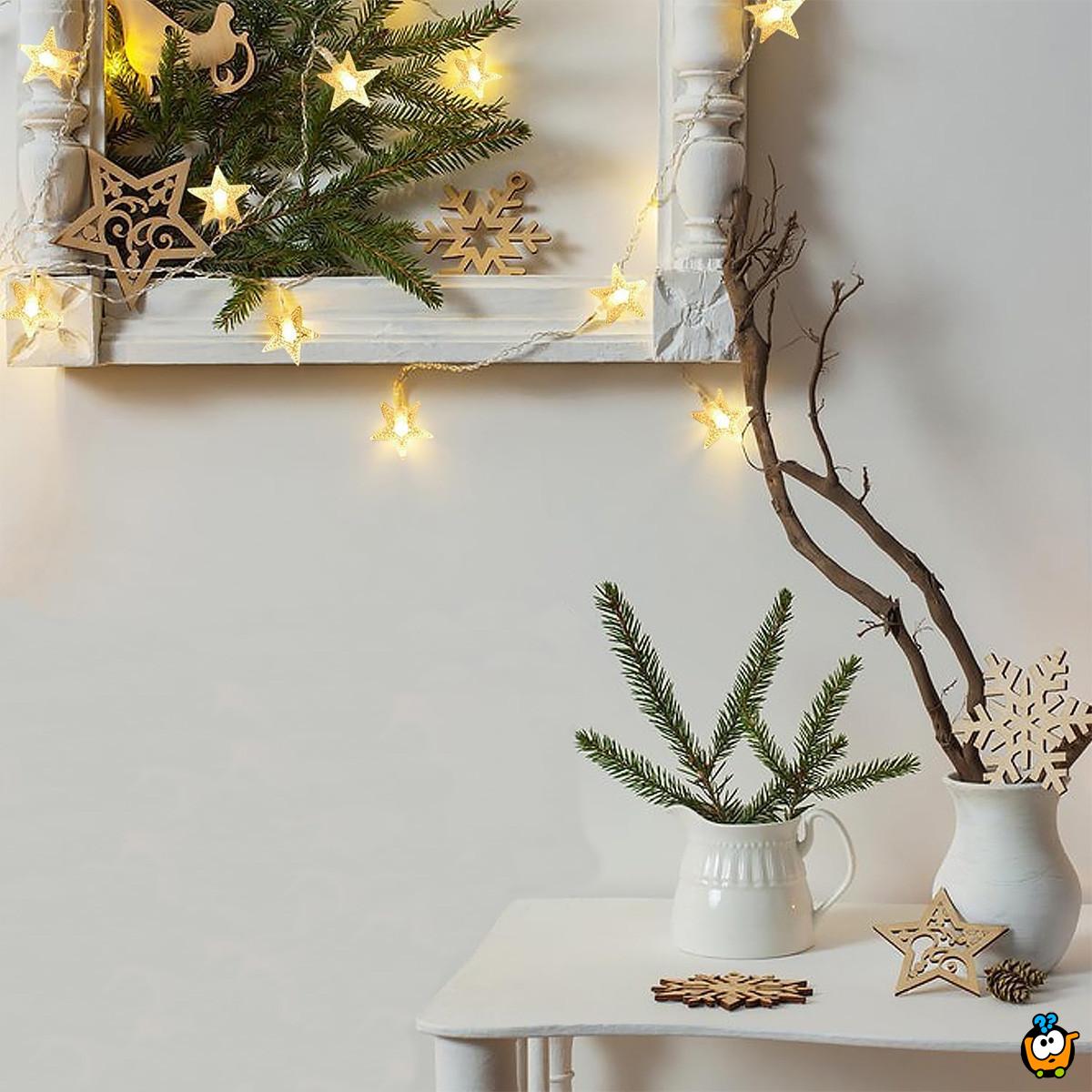 Warm white star light – praznične lampice zvezdice toplo bele 3m
