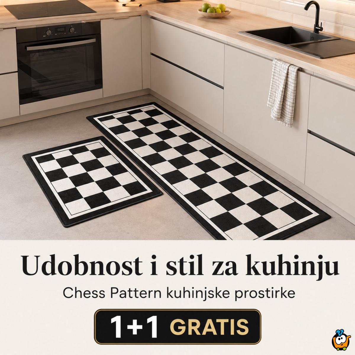 1+1 GRATIS CHESS PATTERN - Kombinovani set podnih prostirki za kuhinju