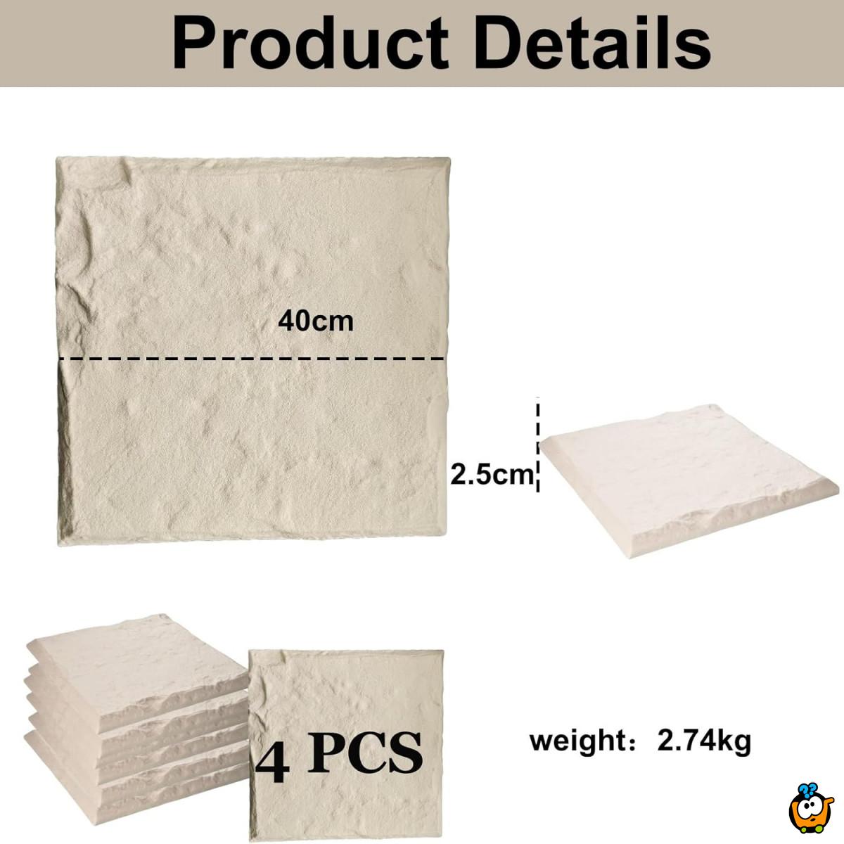 Ubodna PVC ploča za dvorište 40x40 cm - za stazu u imitaciji kamena