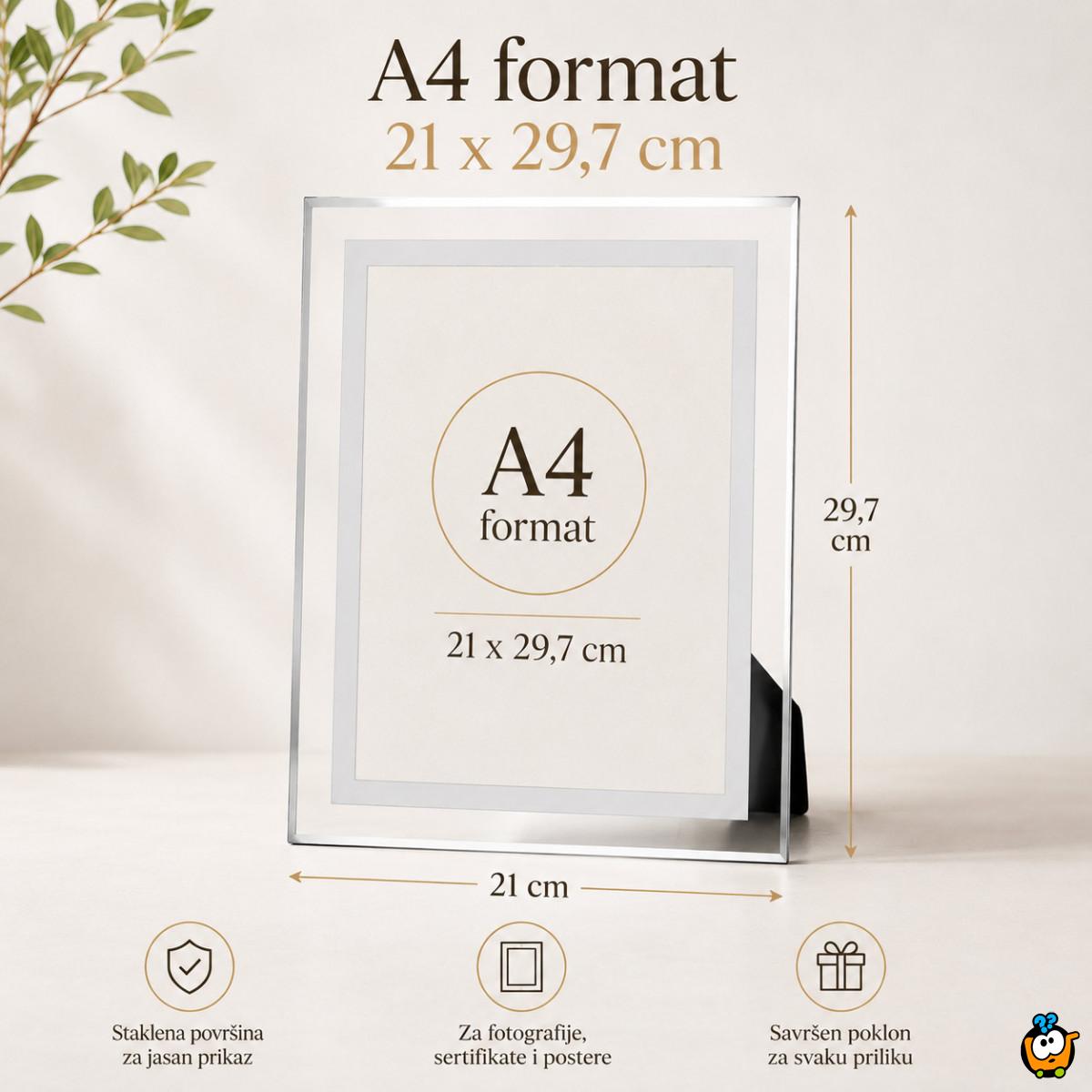 A4 stakleni ram za slike, diplome i postere 21 x 29,7 cm