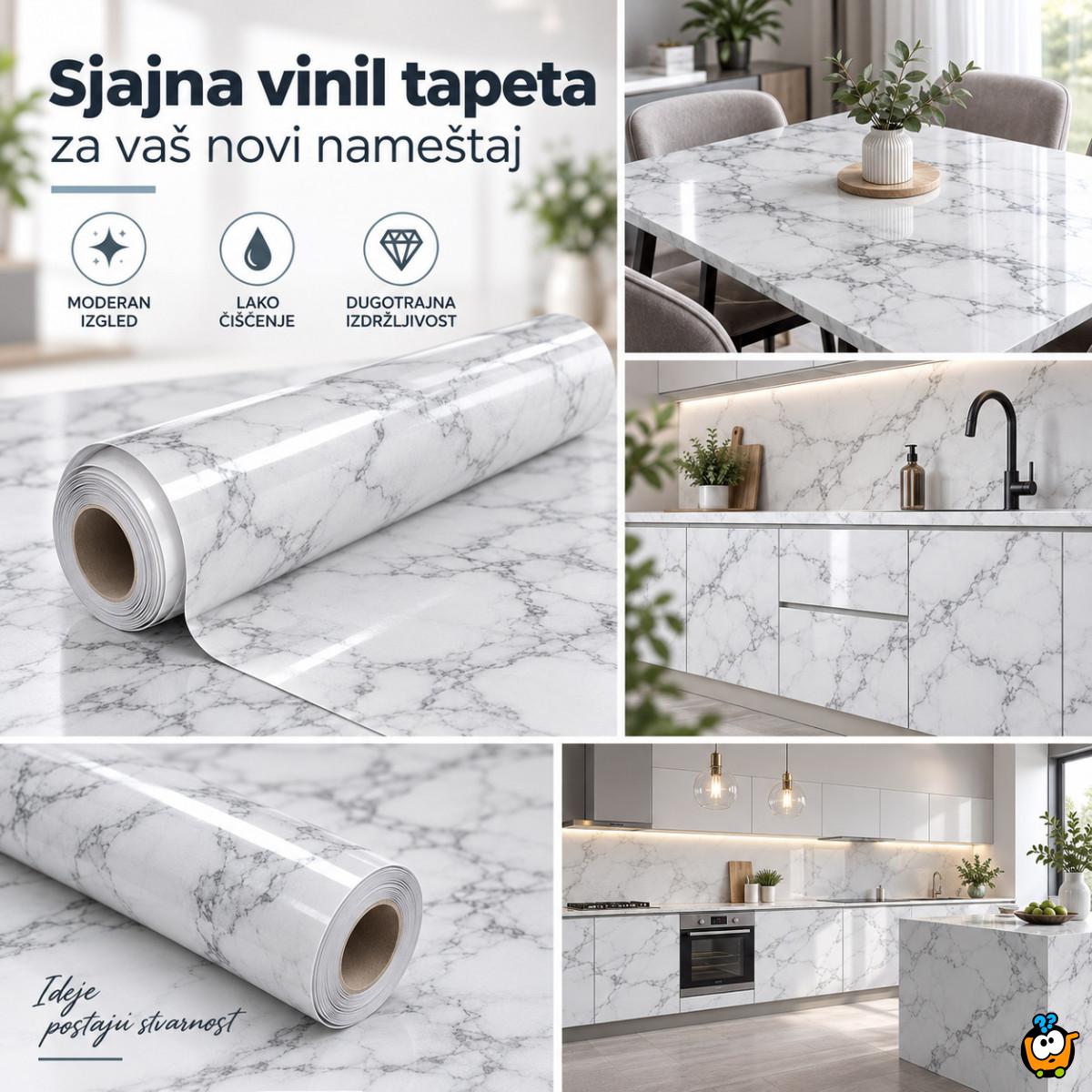Sjajna vinil tapeta za nameštaj -  Sivi mermer dezen 2m rolna