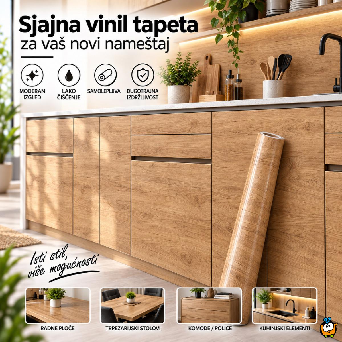 Sjajna vinil tapeta za nameštaj -  Drvo dezen 2m rolna