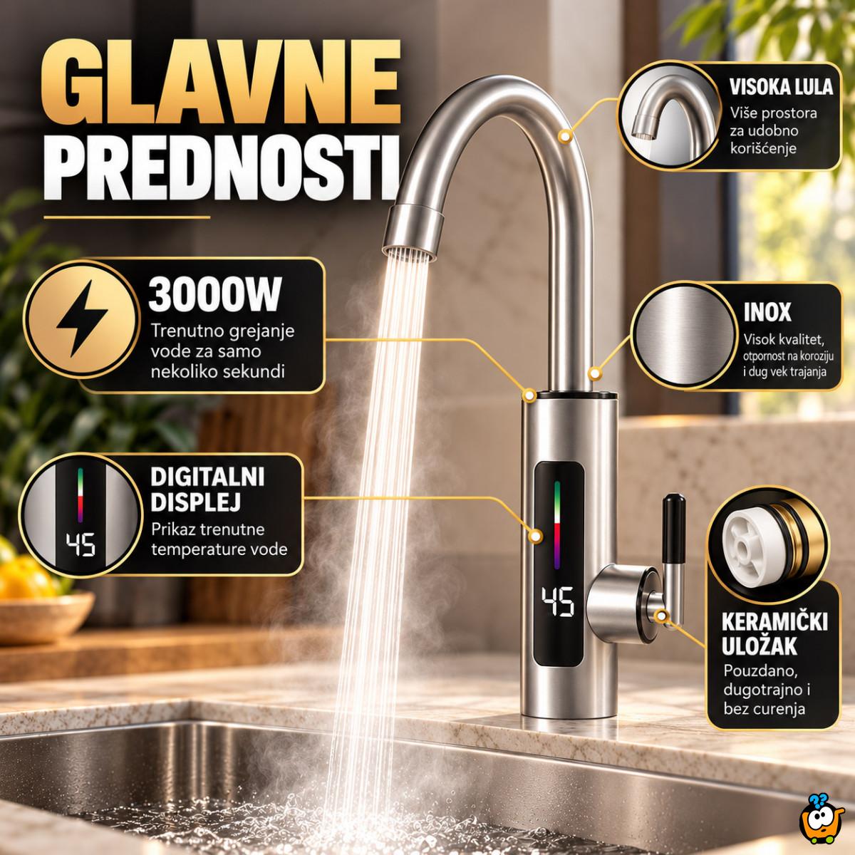 RY-019 INOX slavina sa protočnim bojlerom 3000W i digitalnim prikazom temperature