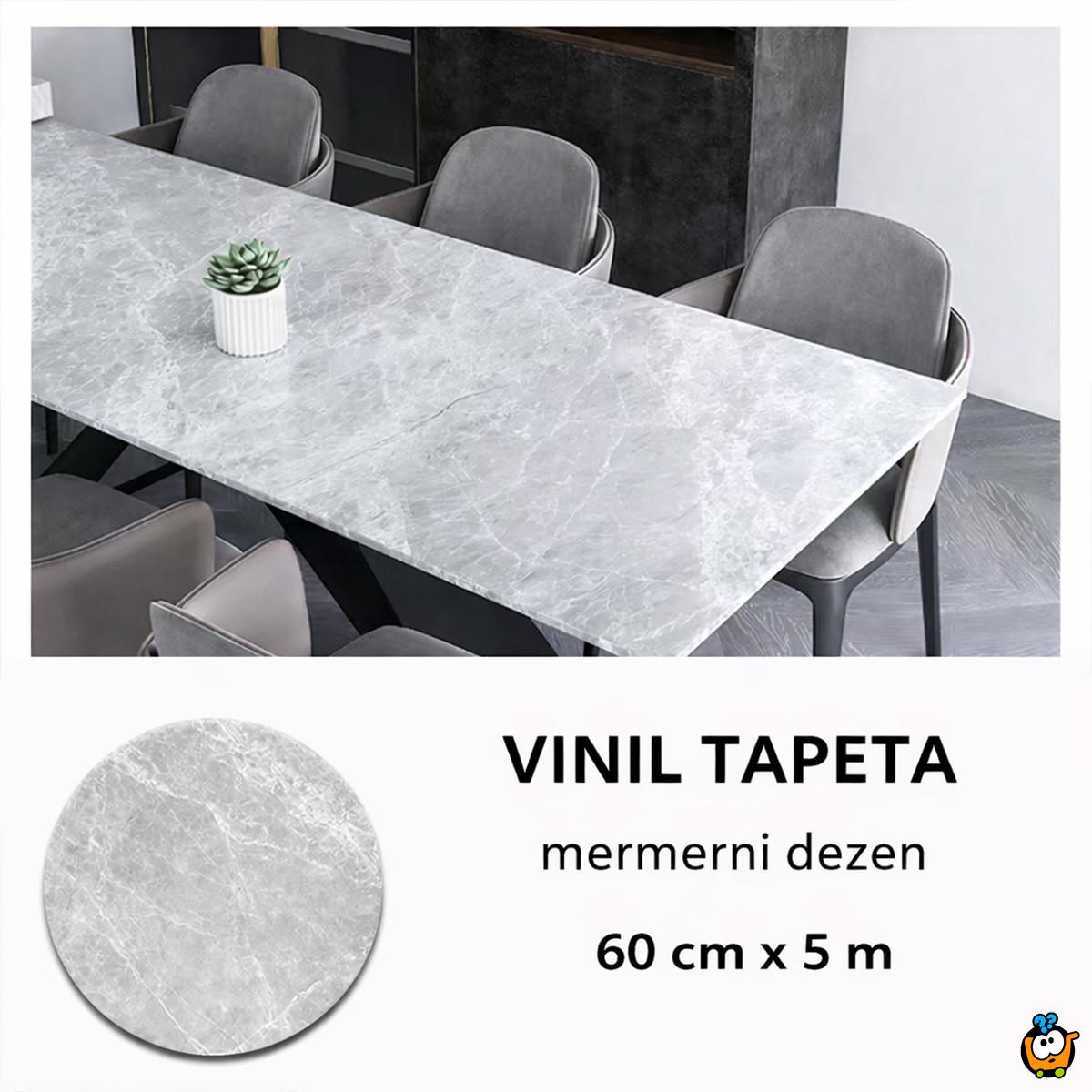 Sjajna vinil tapeta za nameštaj -  tamno sivi mermer dezen 5m rolna