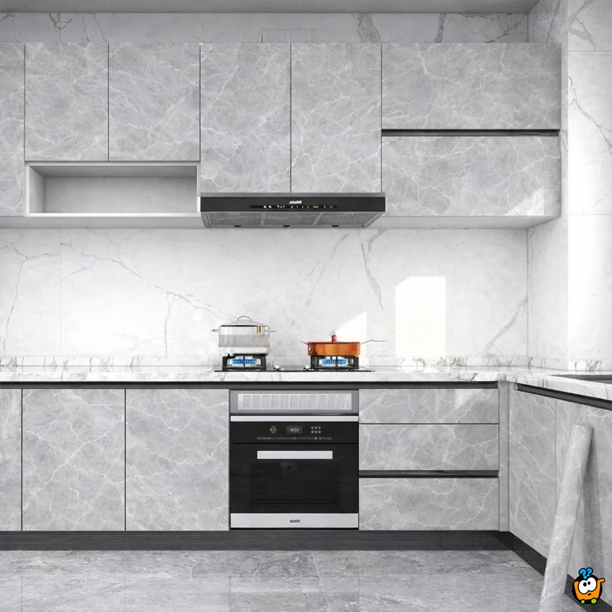 Sjajna vinil tapeta za nameštaj -  tamno sivi mermer dezen 5m rolna