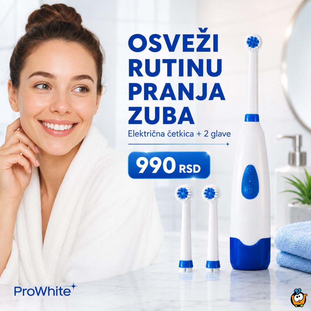 ProWhite električna četkica za lakše pranje zuba + 2 nastavka