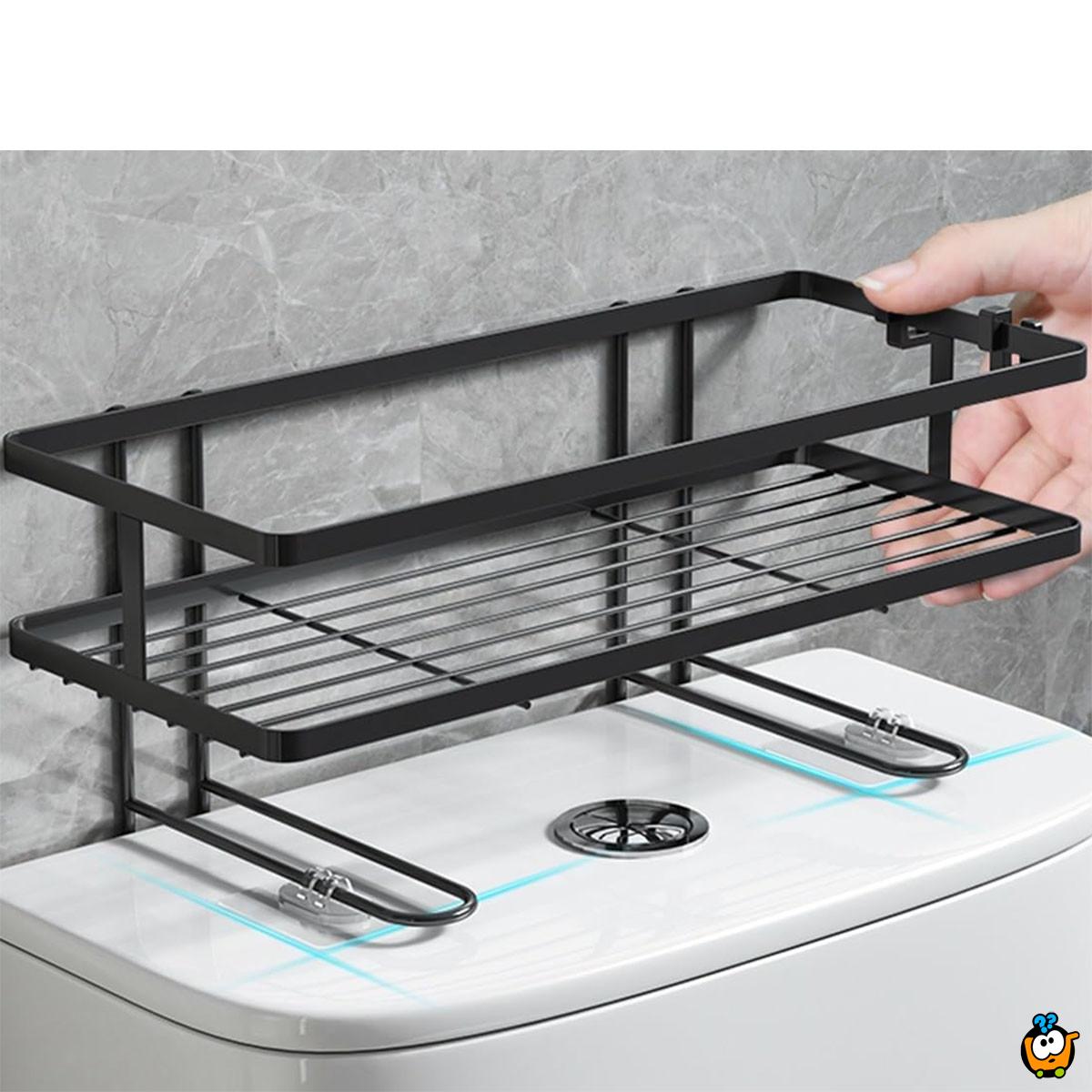 Crna metalna polica za uredno kupatilo