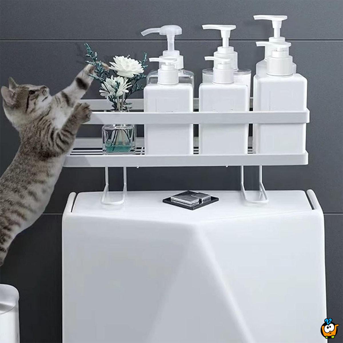 Bela metalna polica za uredno kupatilo