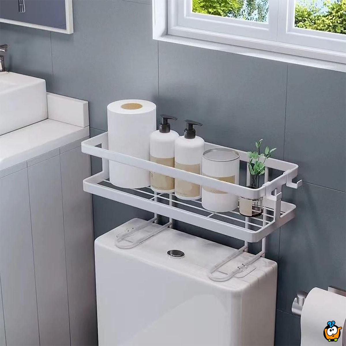 Bela metalna polica za uredno kupatilo