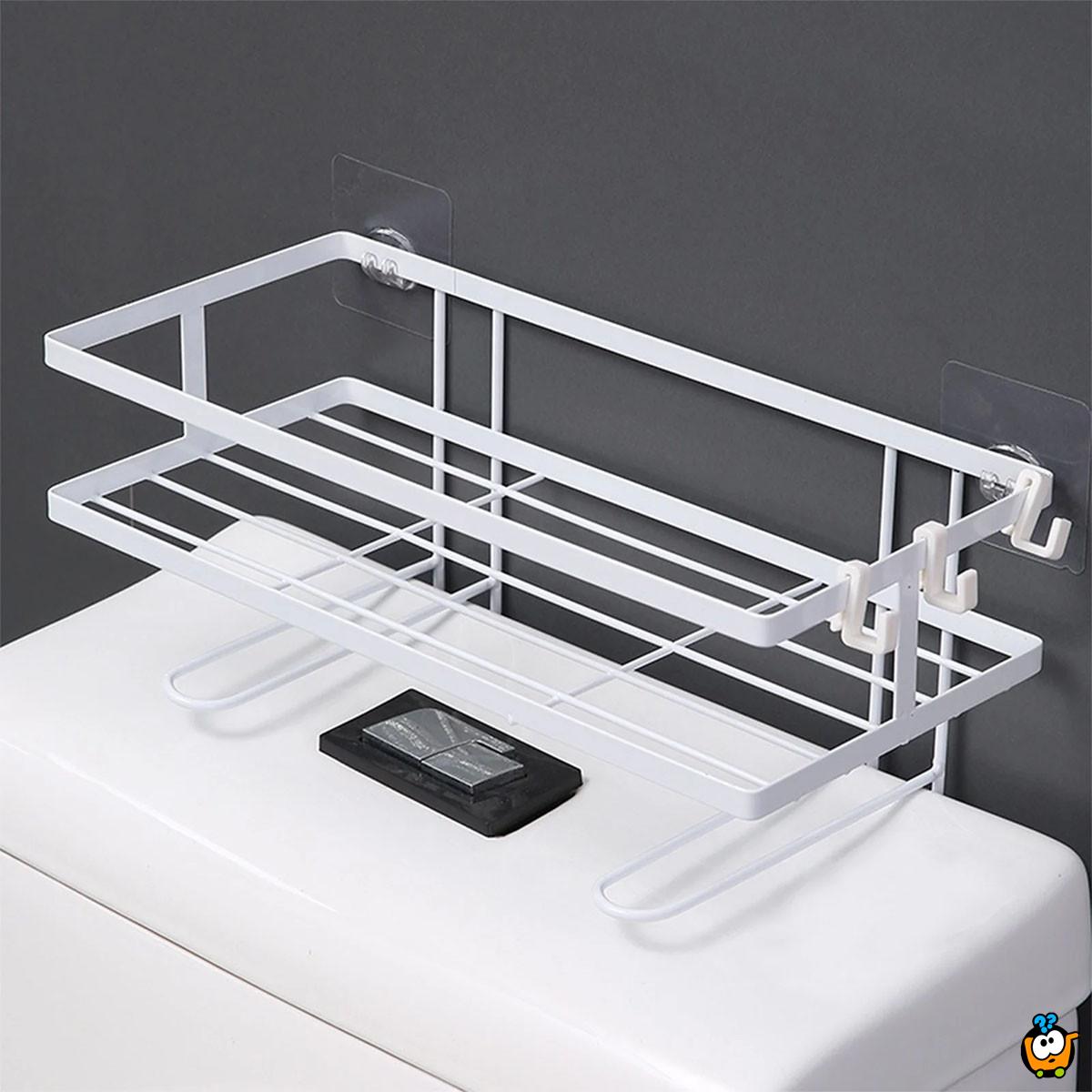 Bela metalna polica za uredno kupatilo