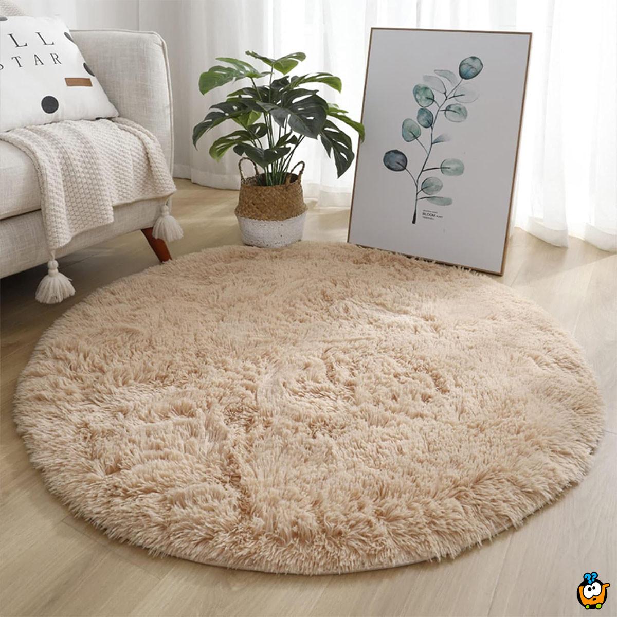 Fluffy Carpet 160cm - nežni okrugli tepih bež boje