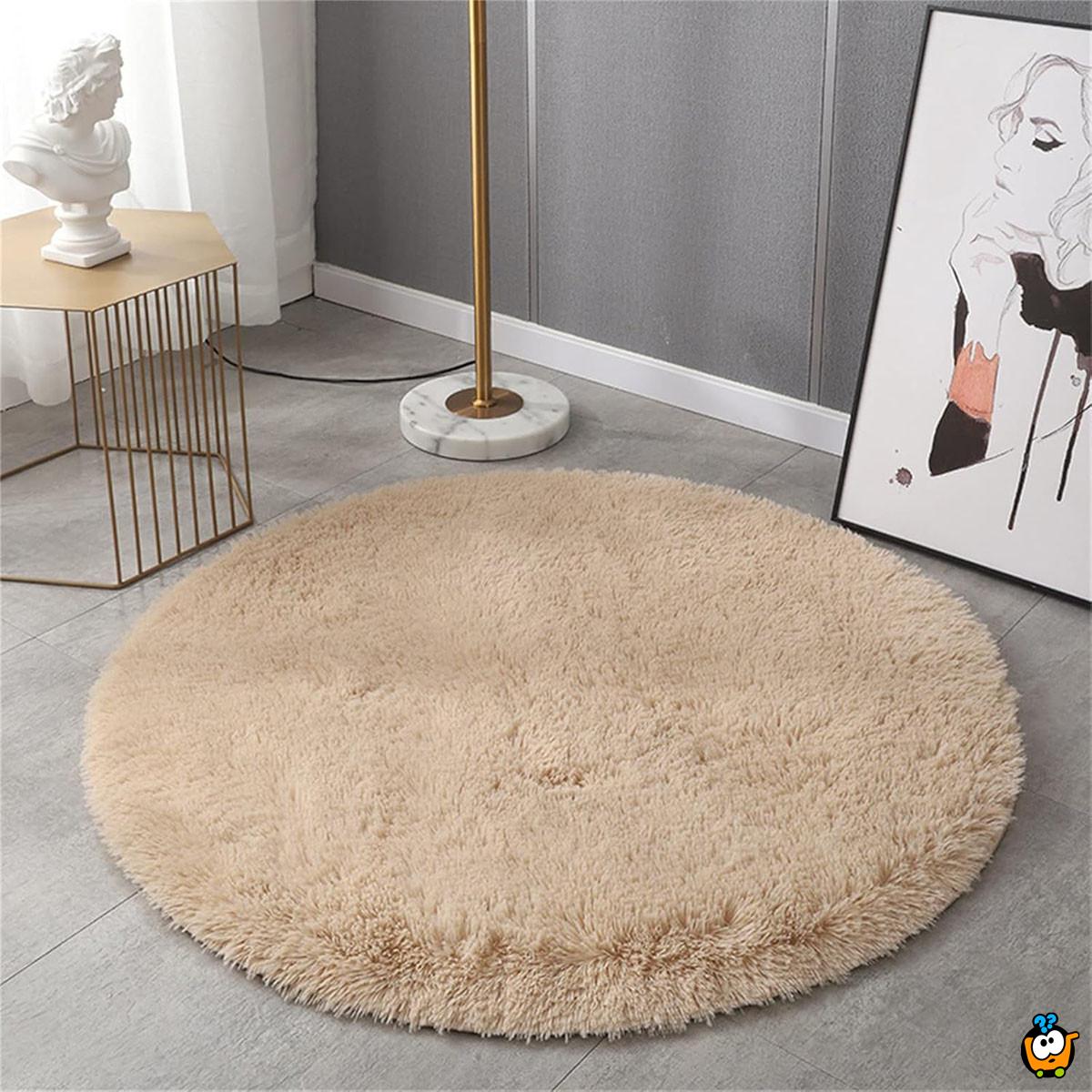 Fluffy Carpet 160cm - nežni okrugli tepih bež boje