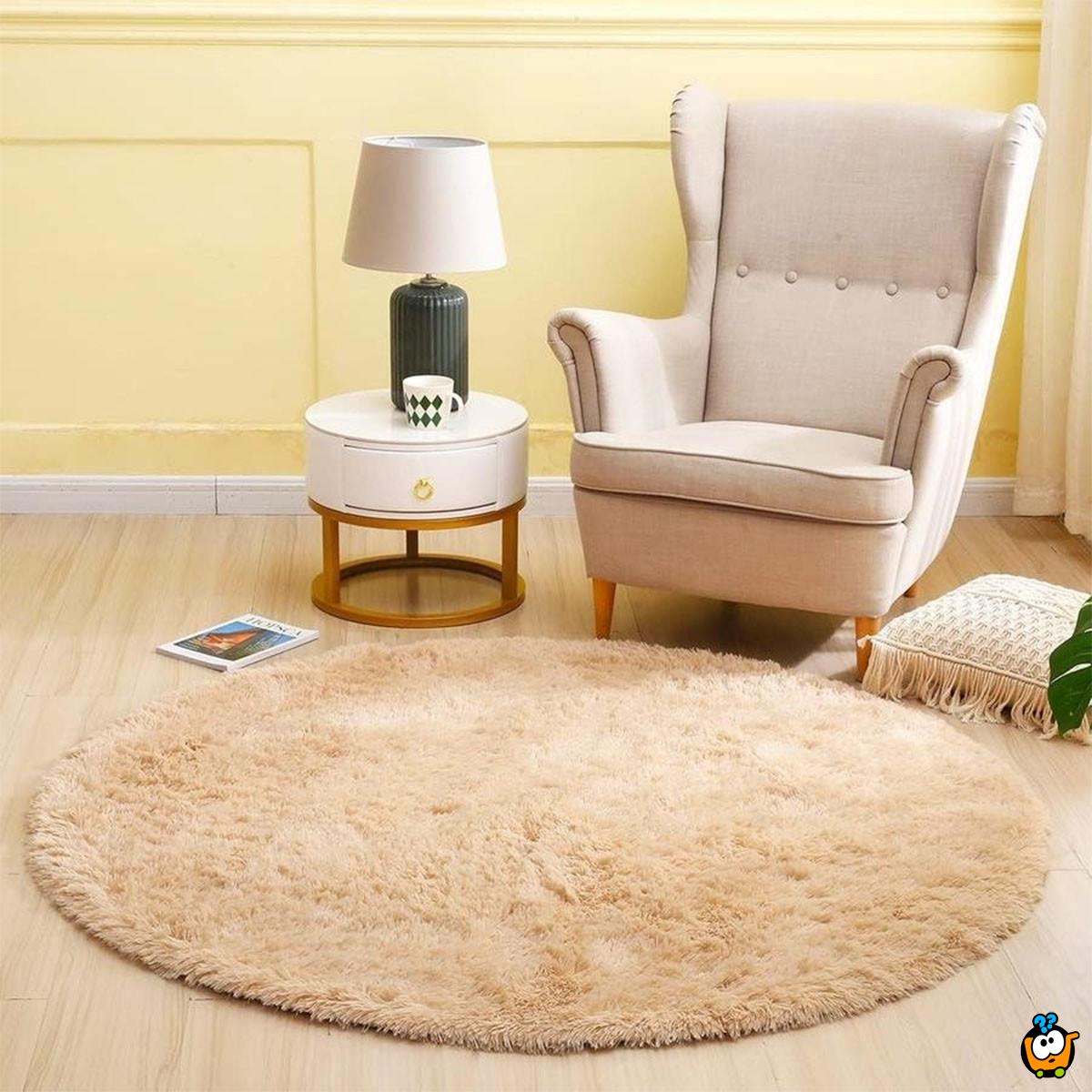 Fluffy Carpet 160cm - nežni okrugli tepih bež boje