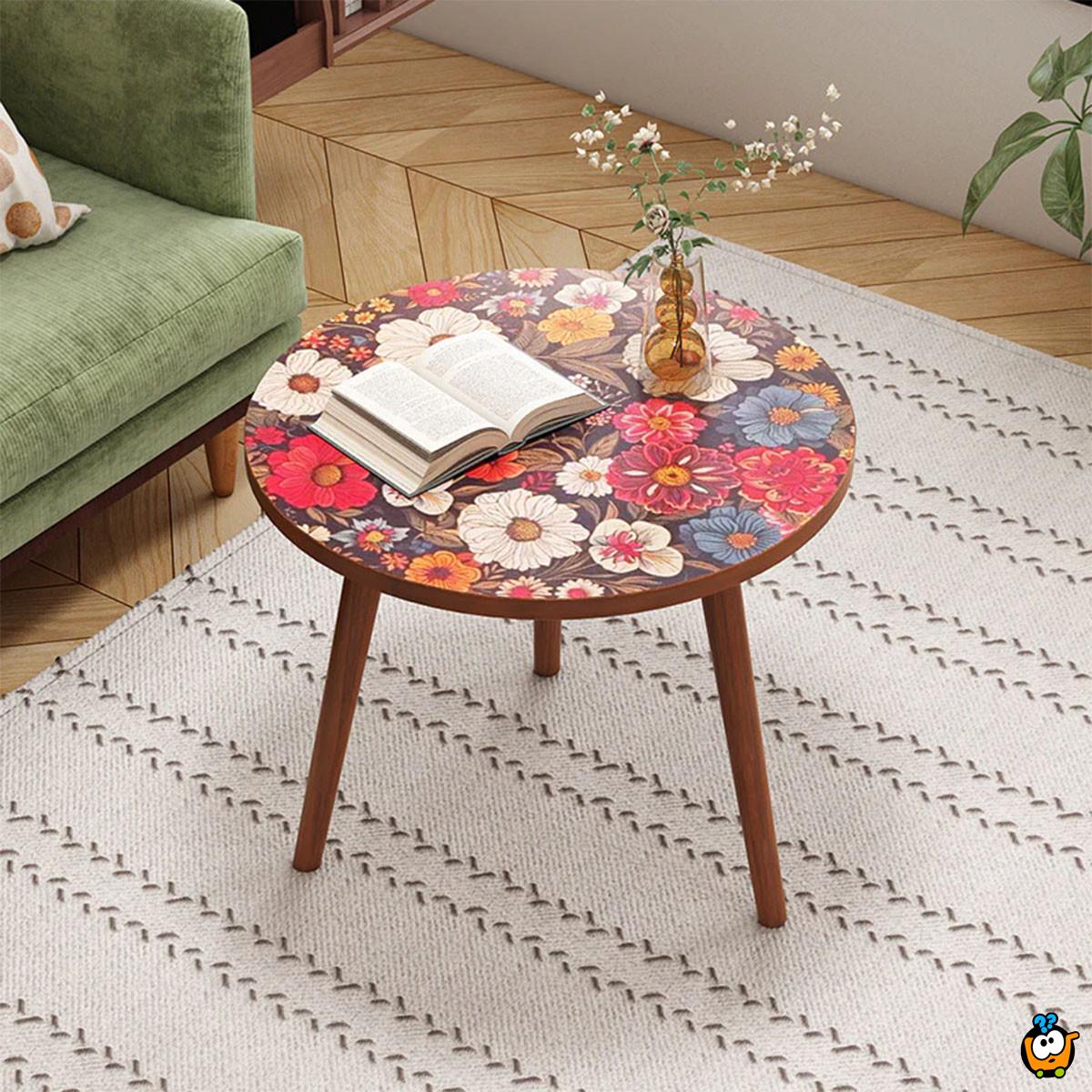 Flower Touch - Drveni retro stočić