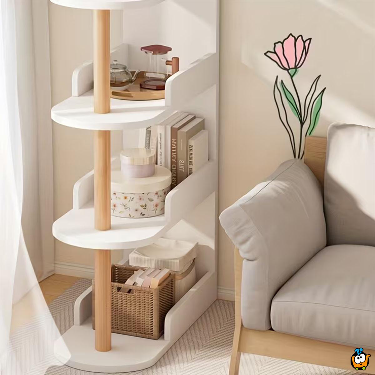 Moderna drvena polica na 4 nivoa