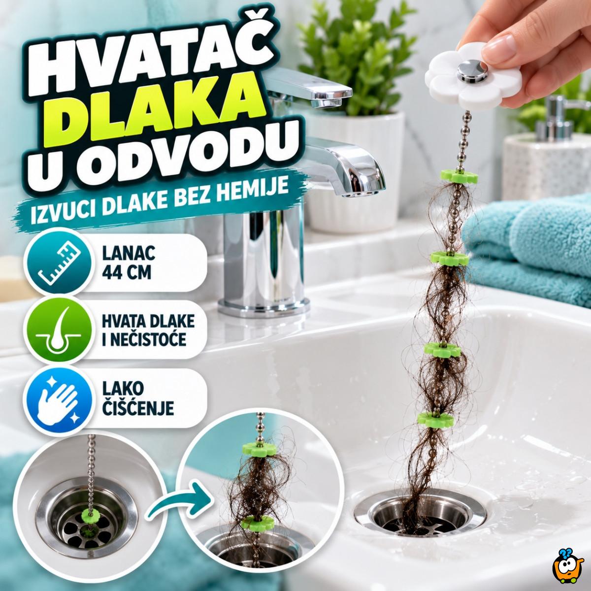 Flower hvatač dlaka u odvodu - lanac sa graničnicima za lako čišćenje