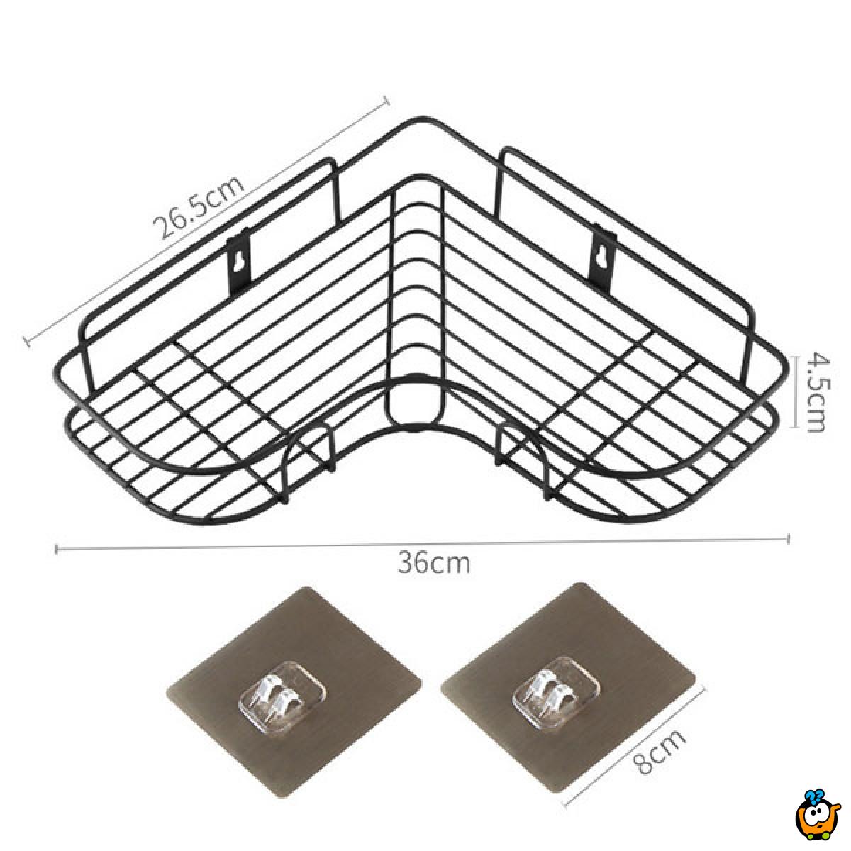 Crna ugaona metalna polica koja se montira lepljenjem
