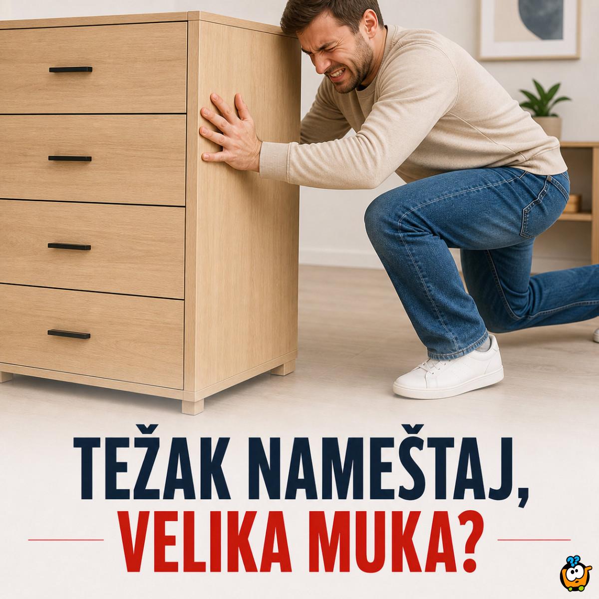 Set sa točkićima za lakše pomeranje nameštaja – PODIGNI, POSTAVI, POMERI