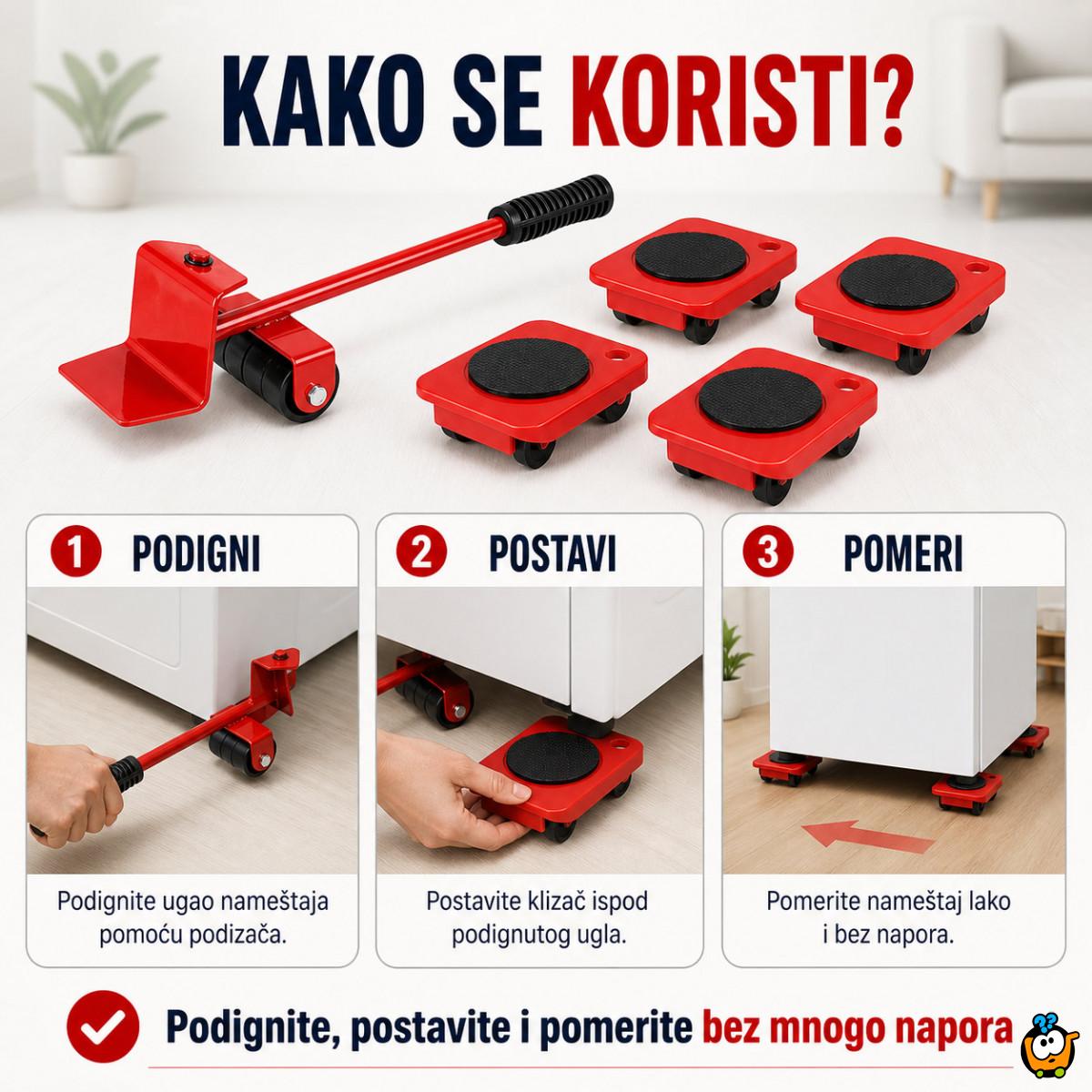 Set sa točkićima za lakše pomeranje nameštaja – PODIGNI, POSTAVI, POMERI