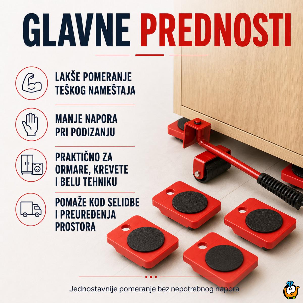 Set sa točkićima za lakše pomeranje nameštaja – PODIGNI, POSTAVI, POMERI