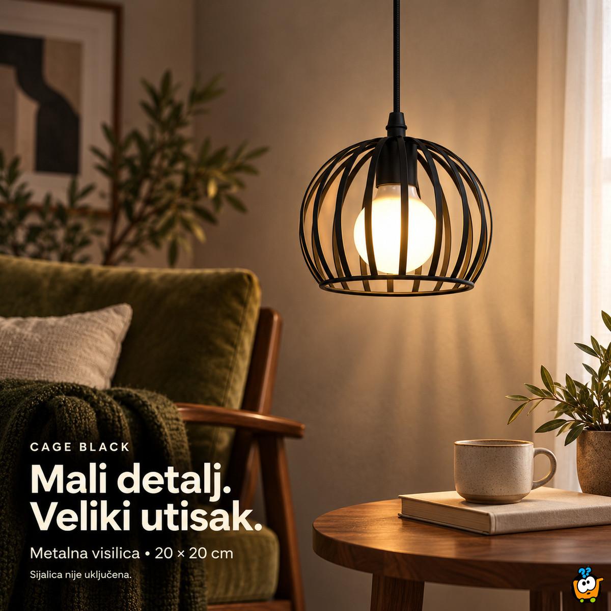 Cage Black – moderna metalna visilica u obliku polulopte