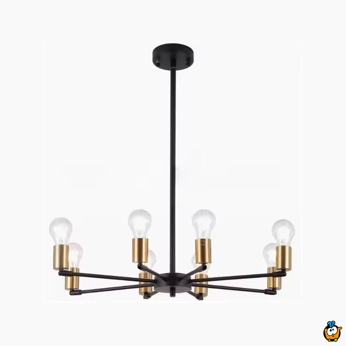 Orbit 6 – crno-zlatni plafonski luster sa šest svetlosnih tačaka