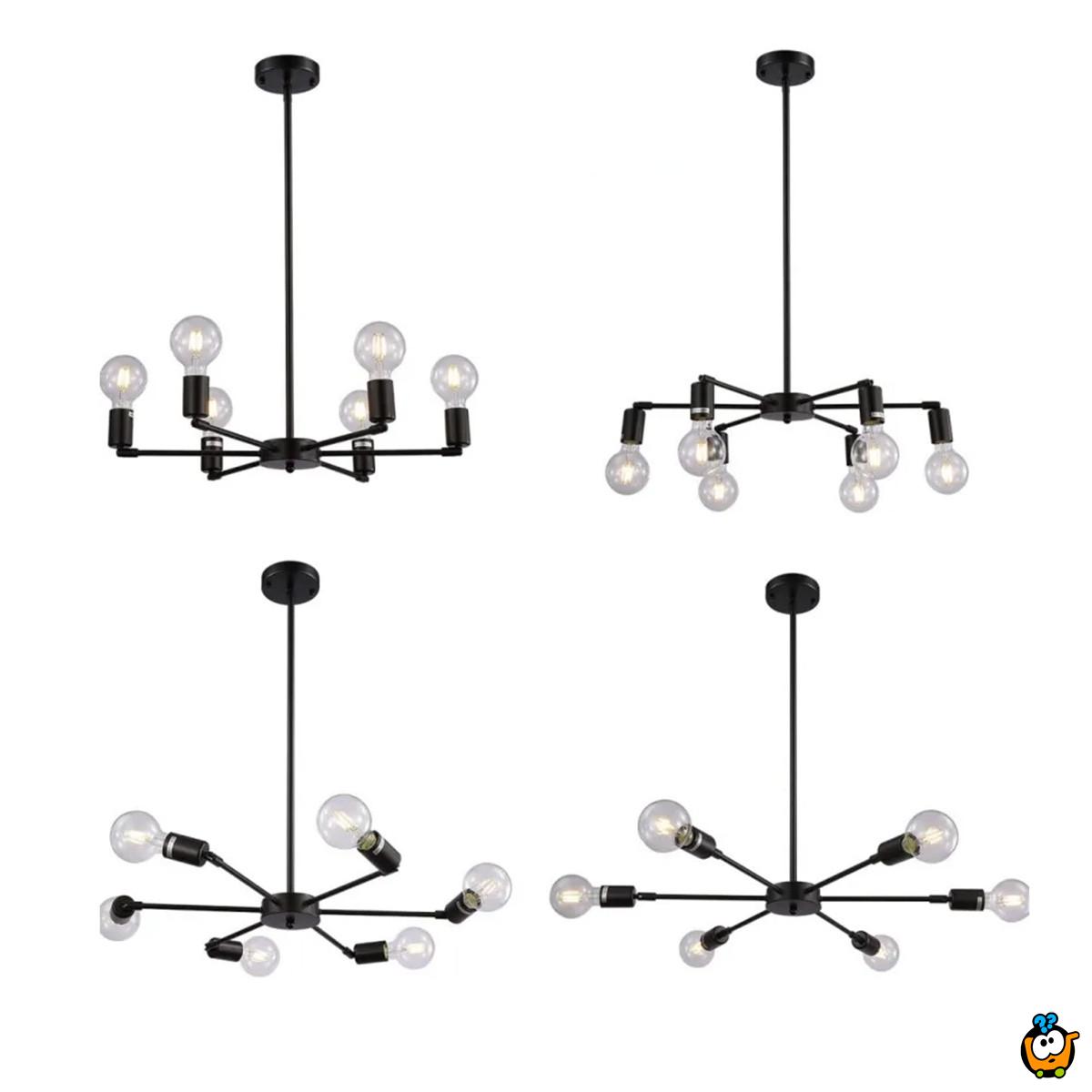 Orbit 6 – crno-zlatni plafonski luster sa šest svetlosnih tačaka