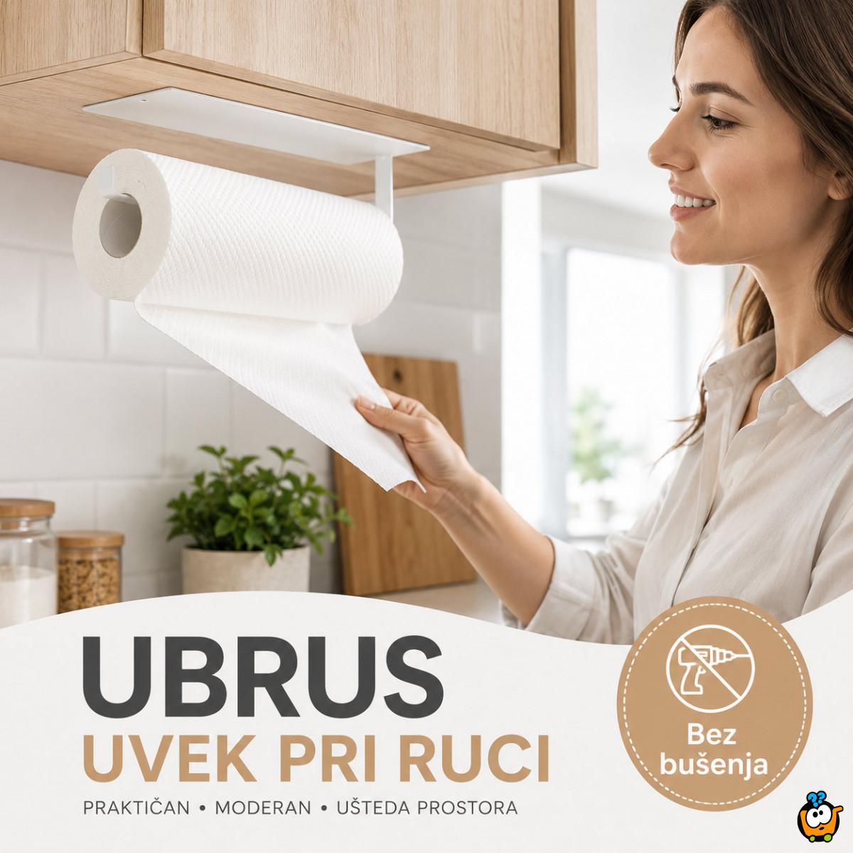 Samolepljivi metalni držač za ubruse i krpe - Beli