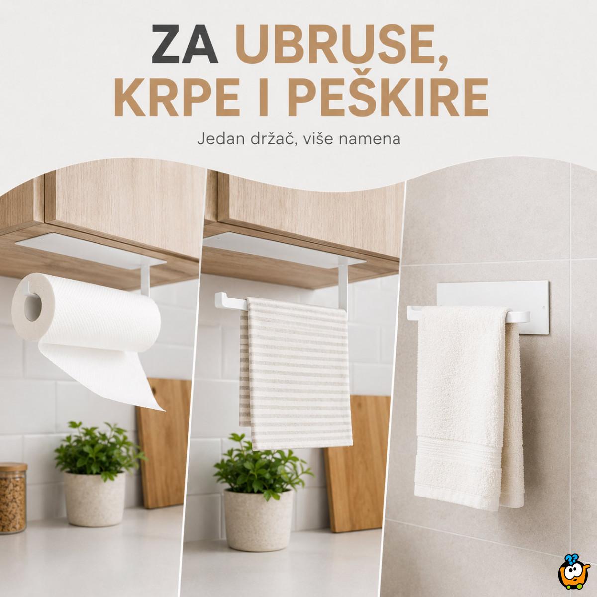Samolepljivi metalni držač za ubruse i krpe - Beli