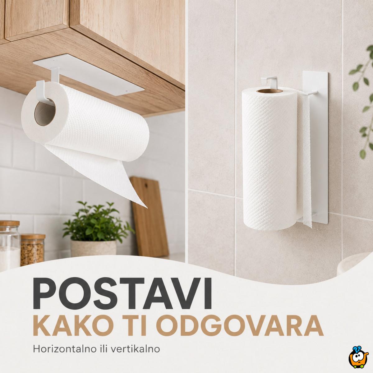 Samolepljivi metalni držač za ubruse i krpe - Beli