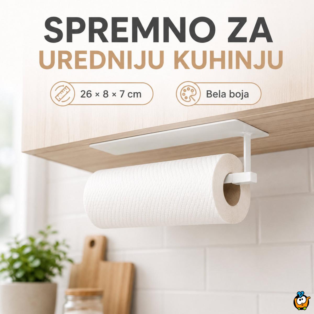 Samolepljivi metalni držač za ubruse i krpe - Beli