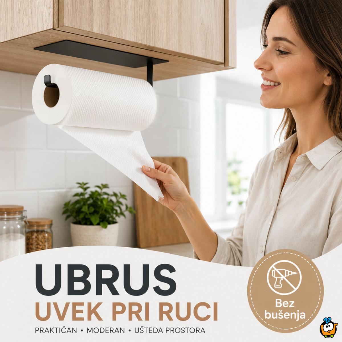 Samolepljivi metalni držač za ubruse i krpe - Crni