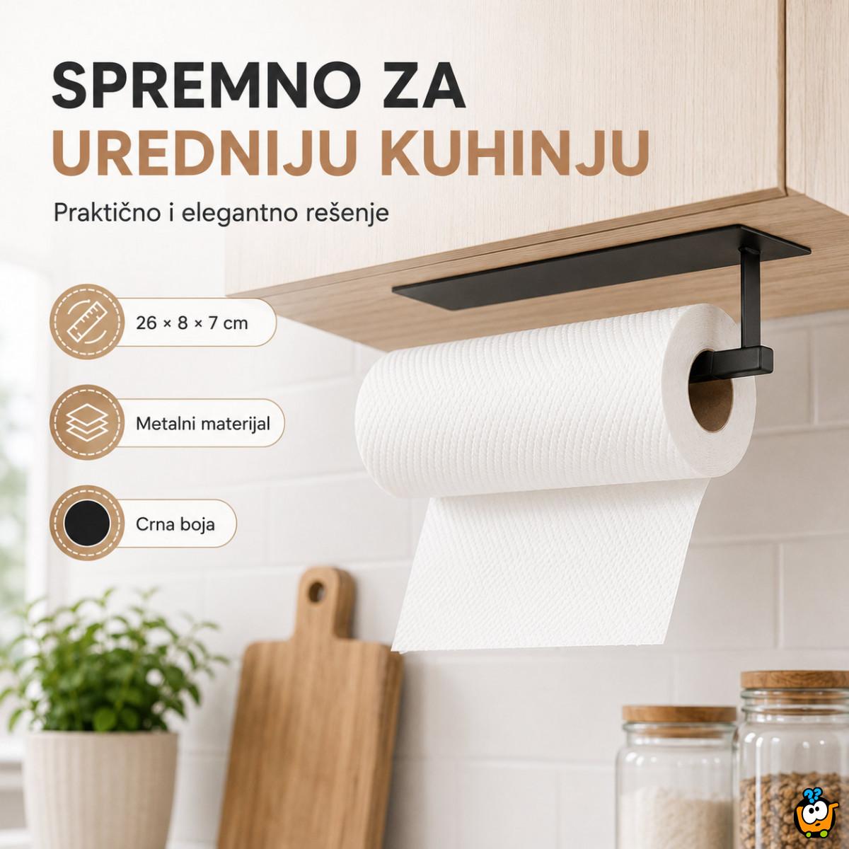 Samolepljivi metalni držač za ubruse i krpe - Crni