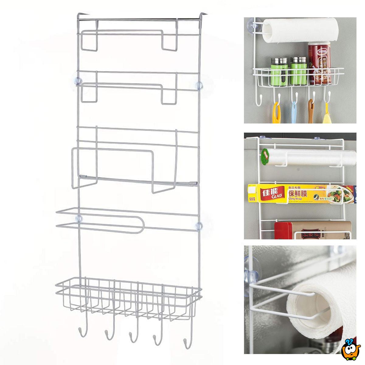 Fridge Side Shelf - 6u1 vakum držac sa kukicama koji se montira na frižider