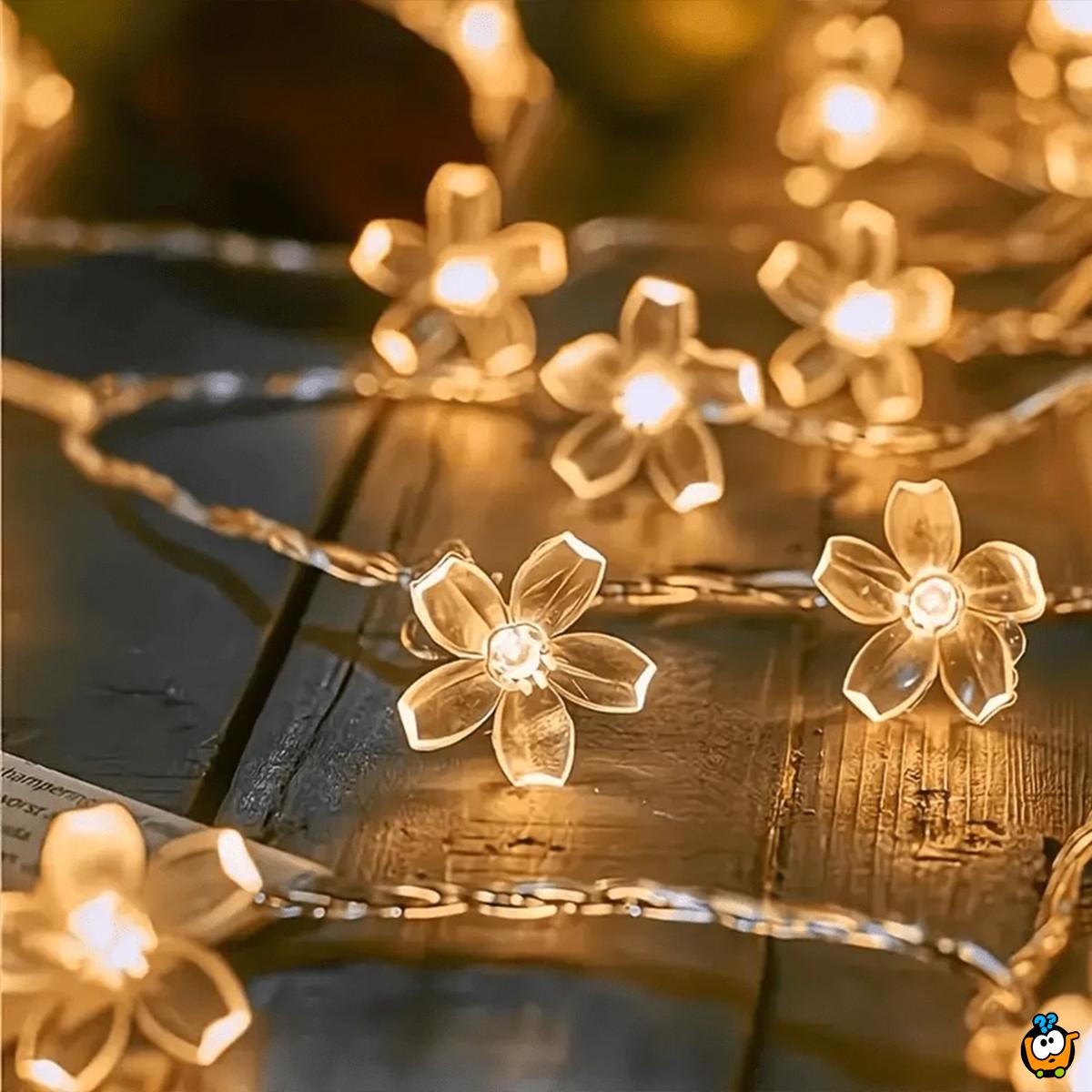 Floral solar lights – Prolećne cvetne LED lampice 6,5m