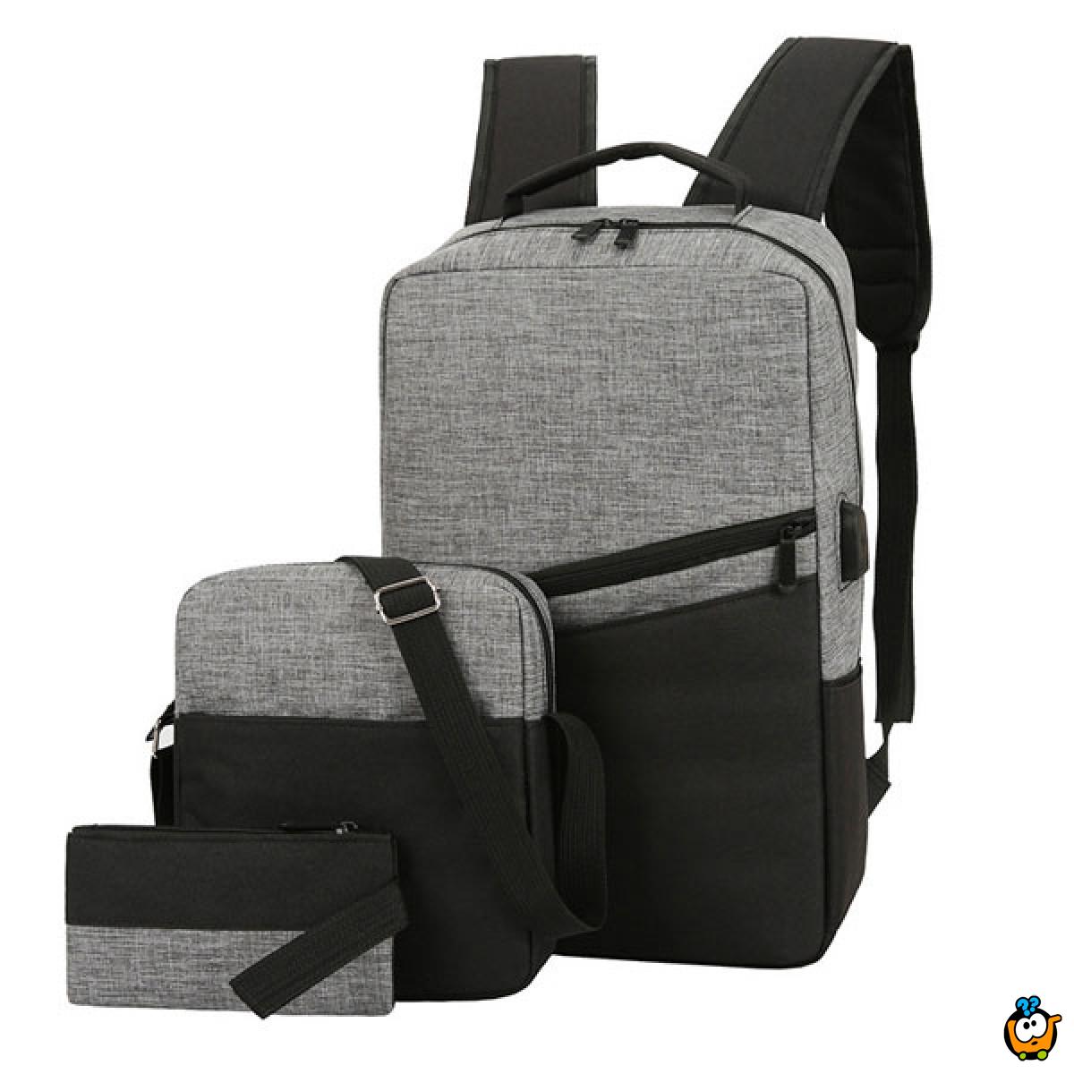 Laptop Backpack set - muški ranac+torbica+neseser