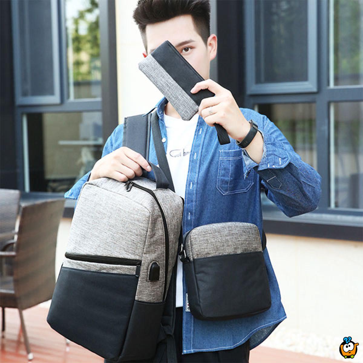 Laptop Backpack set - muški ranac+torbica+neseser