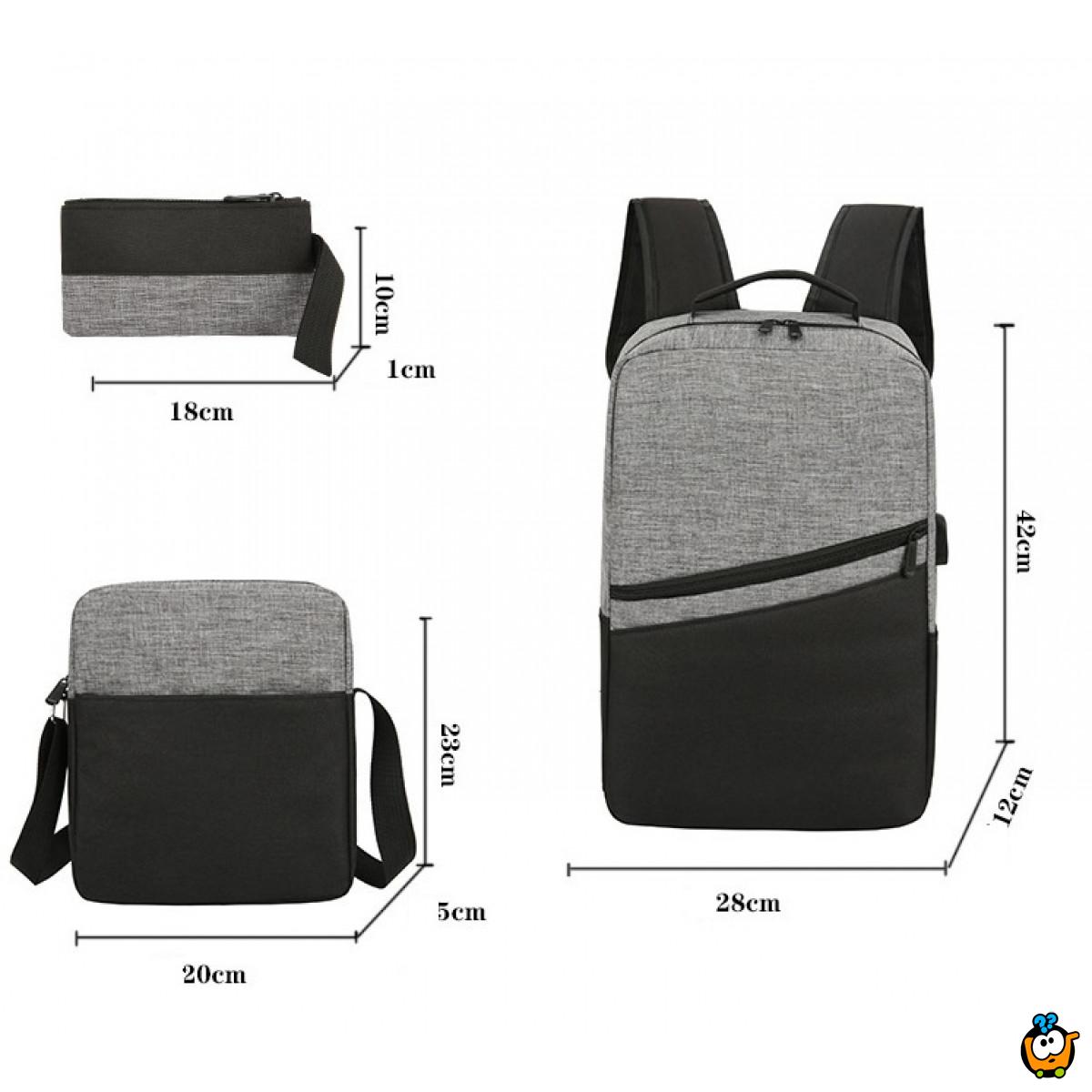 Laptop Backpack set - muški ranac+torbica+neseser